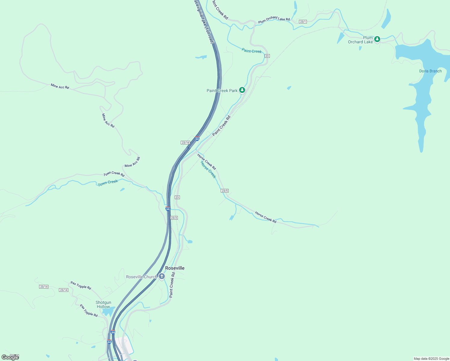 map of restaurants, bars, coffee shops, grocery stores, and more near 283 Horse Creek Road in Scarbro