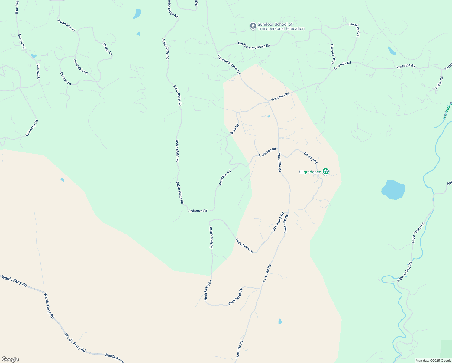 map of restaurants, bars, coffee shops, grocery stores, and more near 16465 Anderson Road in Sonora