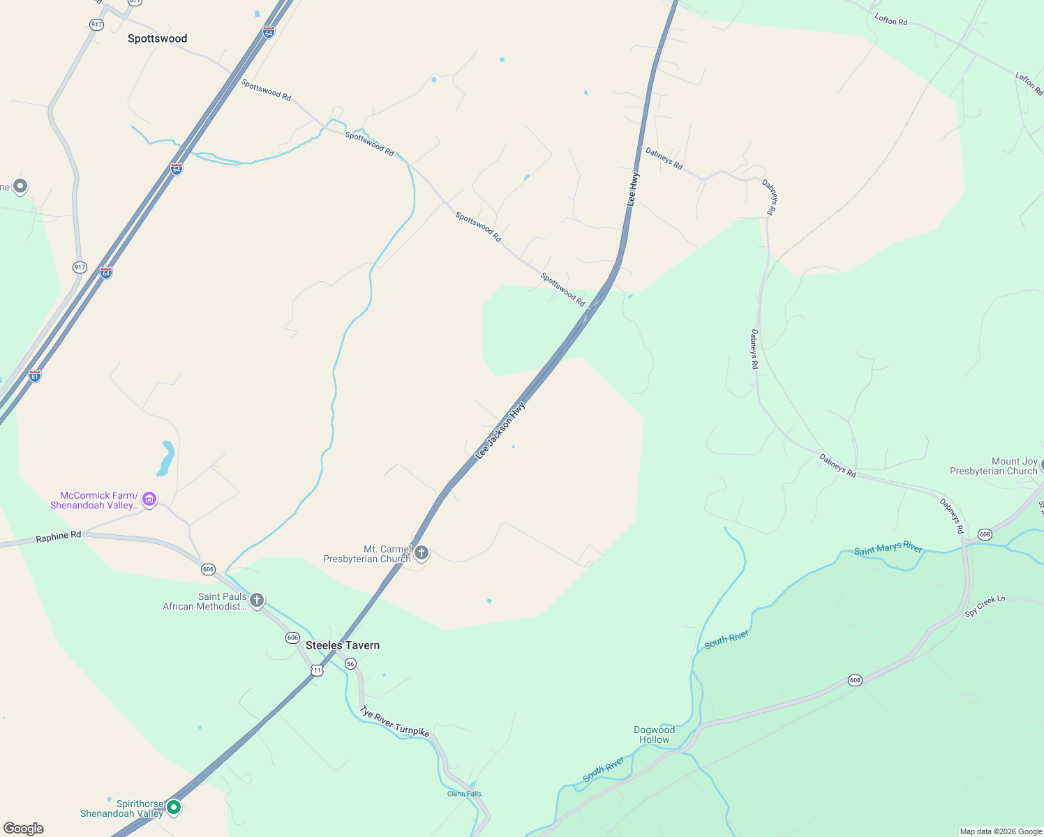 map of restaurants, bars, coffee shops, grocery stores, and more near 6142 Lee Jackson Highway in Raphine