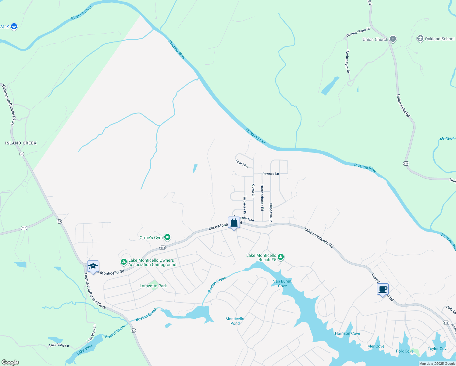 map of restaurants, bars, coffee shops, grocery stores, and more near 8 Cheyenne Court in Palmyra