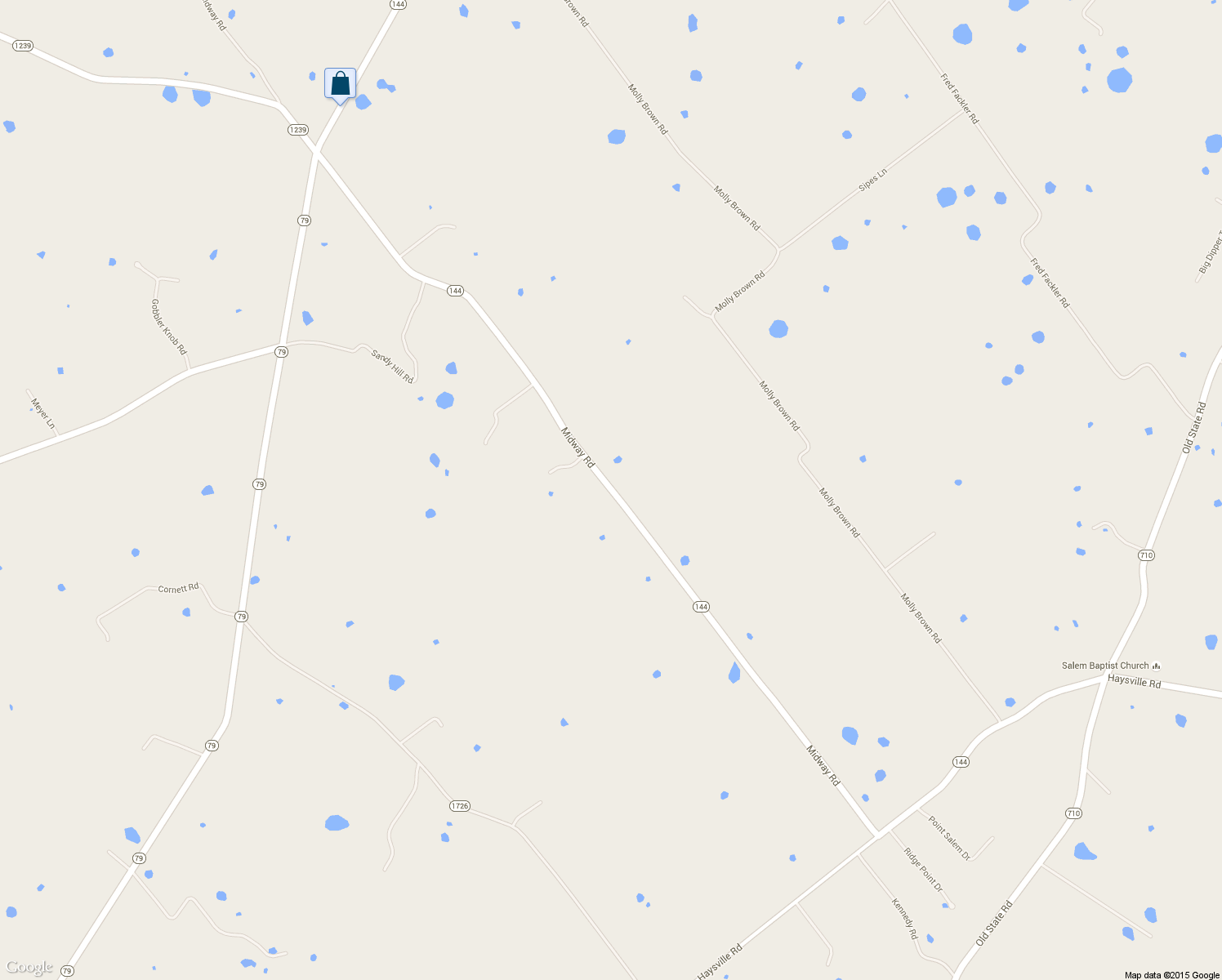 map of restaurants, bars, coffee shops, grocery stores, and more near Midway Road in Guston