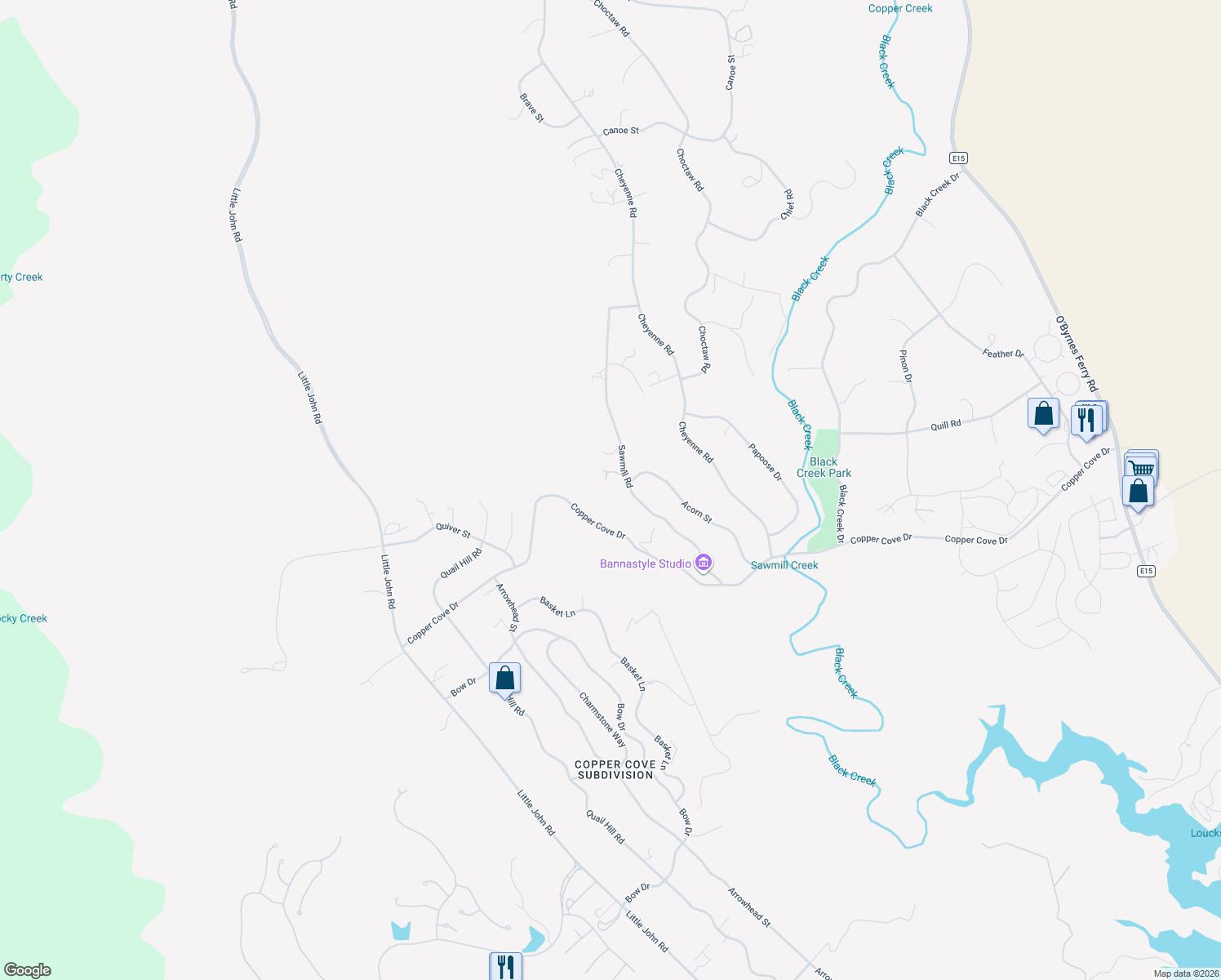 map of restaurants, bars, coffee shops, grocery stores, and more near 1469 Sawmill Road in Copperopolis