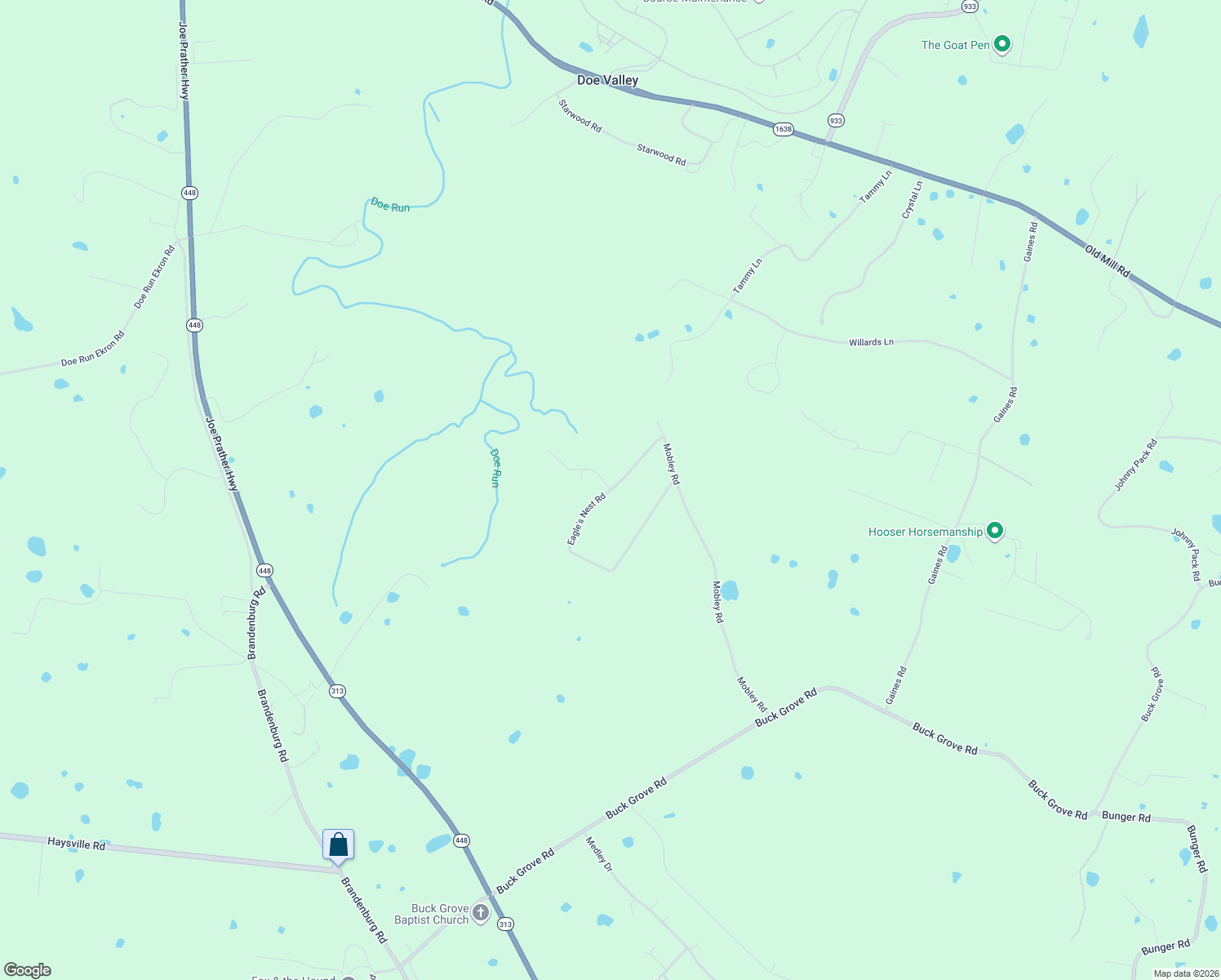 map of restaurants, bars, coffee shops, grocery stores, and more near Eagle's Nest Road in Brandenburg
