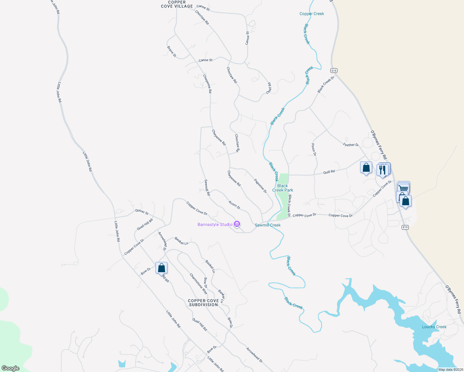 map of restaurants, bars, coffee shops, grocery stores, and more near 1315 Cheyenne Road in Copperopolis