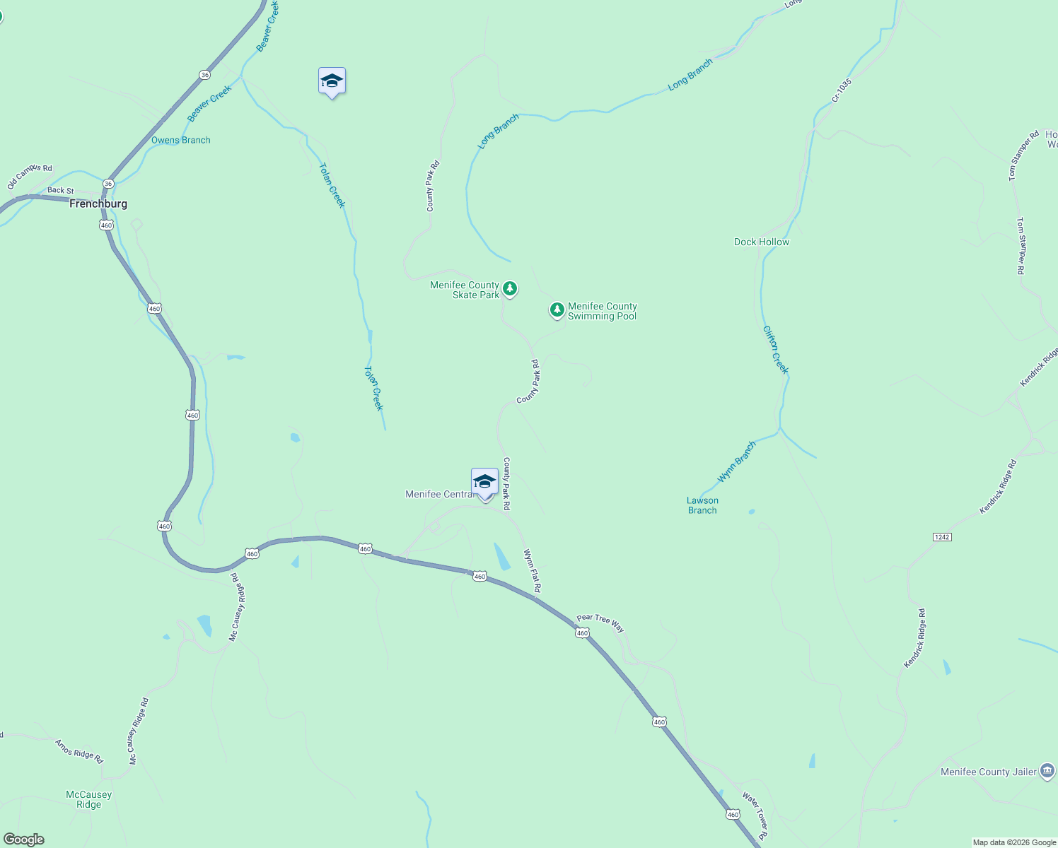 map of restaurants, bars, coffee shops, grocery stores, and more near 57 Cr-1370 in Frenchburg