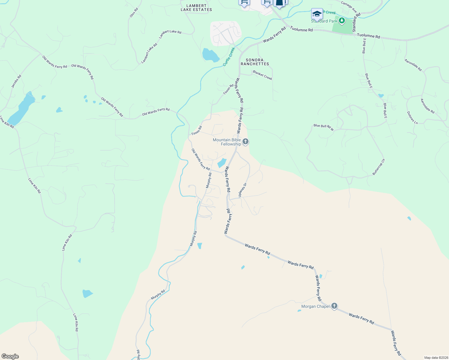 map of restaurants, bars, coffee shops, grocery stores, and more near 17745 Wards Ferry Road in Sonora