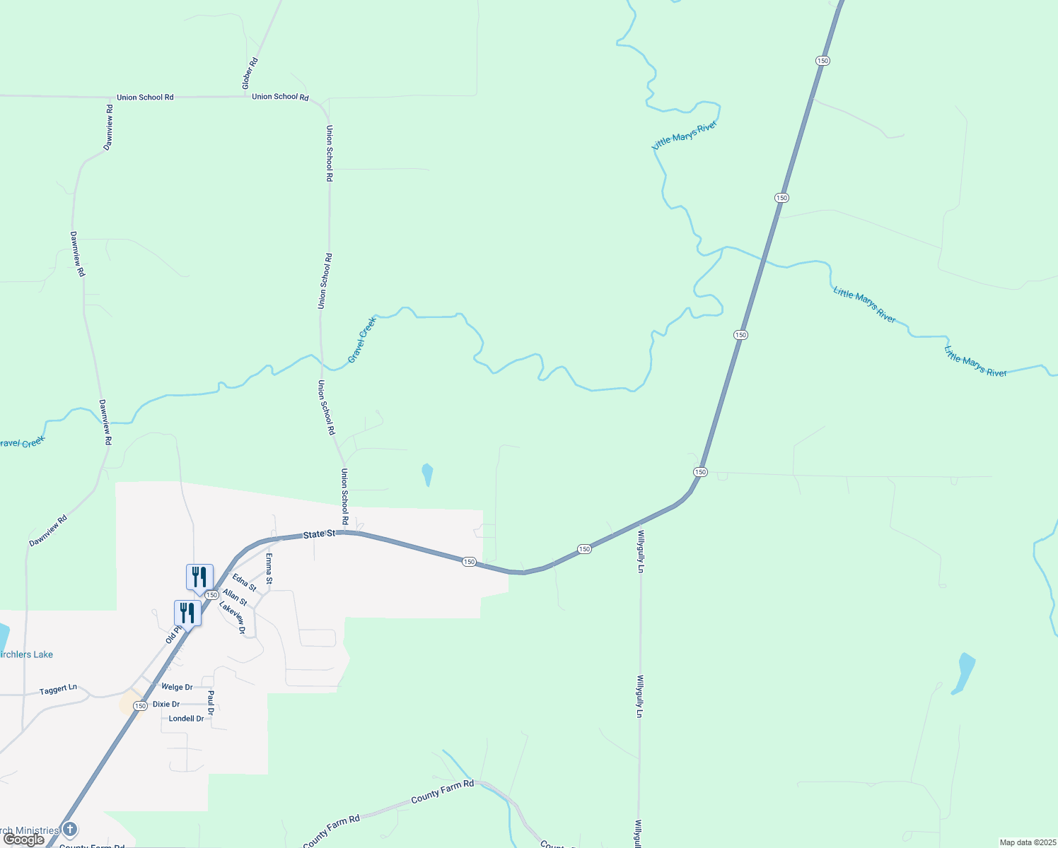 map of restaurants, bars, coffee shops, grocery stores, and more near 154 Jung Lane in Chester