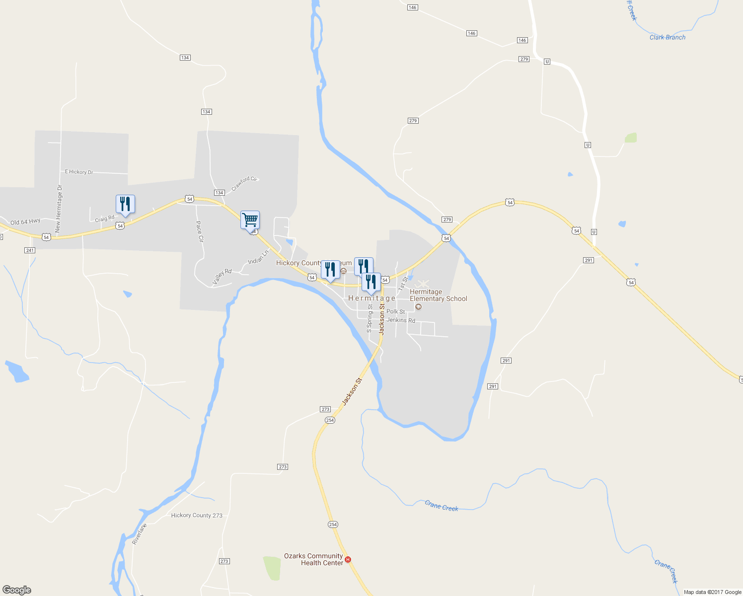 map of restaurants, bars, coffee shops, grocery stores, and more near in Hermitage