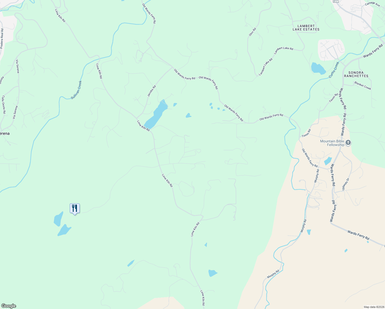 map of restaurants, bars, coffee shops, grocery stores, and more near 13683 Kincaid Flat Road in Sonora