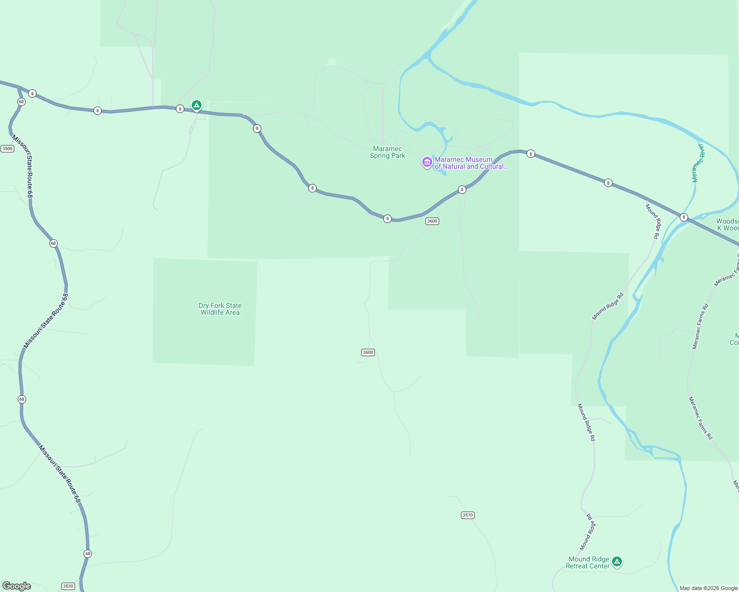map of restaurants, bars, coffee shops, grocery stores, and more near County Road 3600 in Saint James