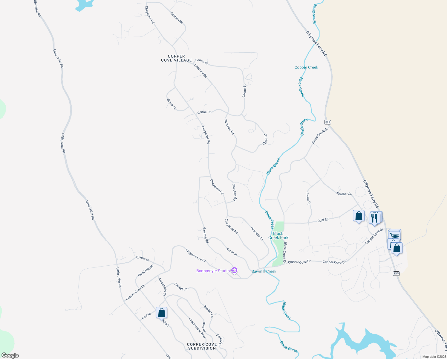 map of restaurants, bars, coffee shops, grocery stores, and more near 1751 Choctaw Road in Copperopolis