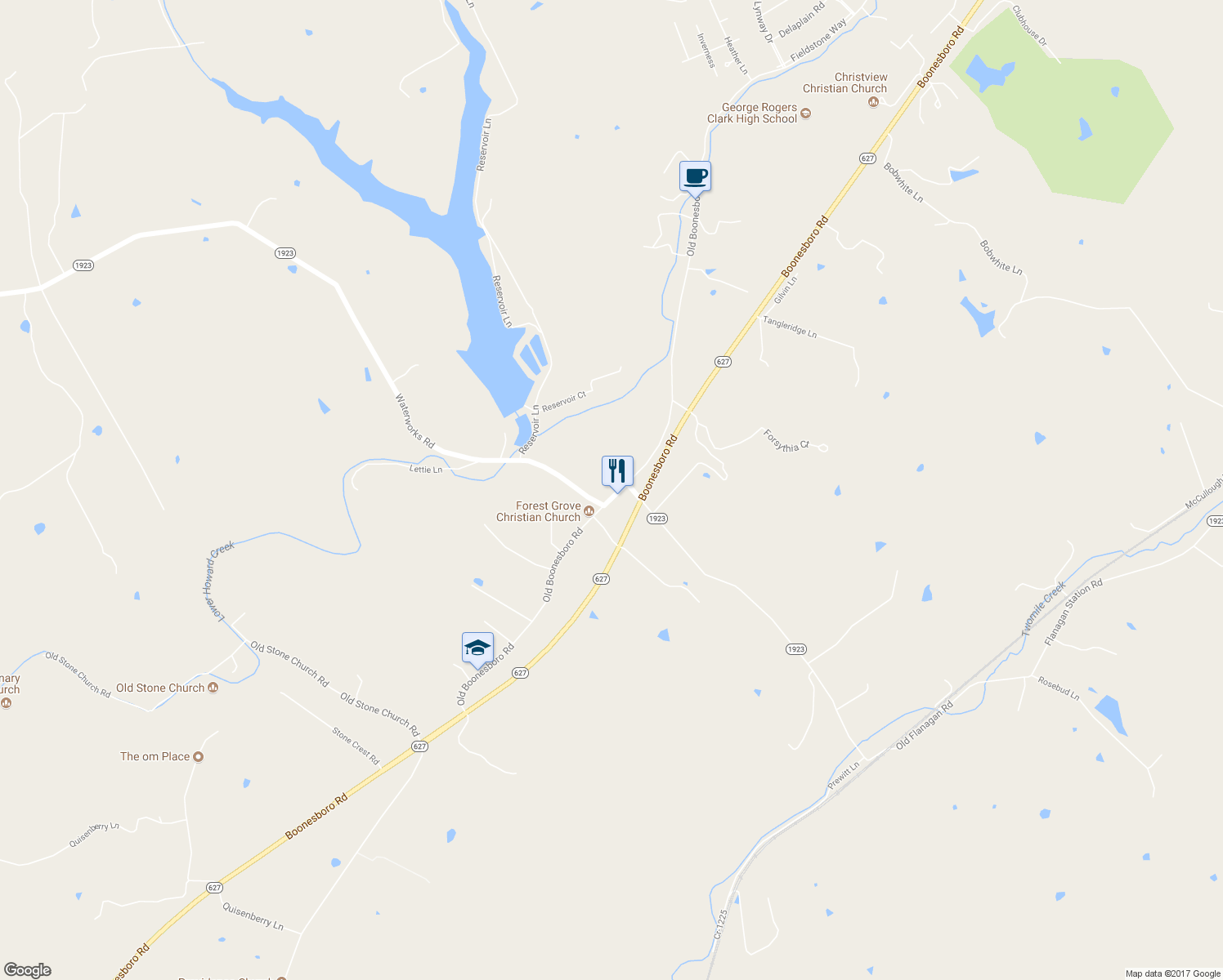 map of restaurants, bars, coffee shops, grocery stores, and more near 4641 Old Boonesboro Road in Winchester