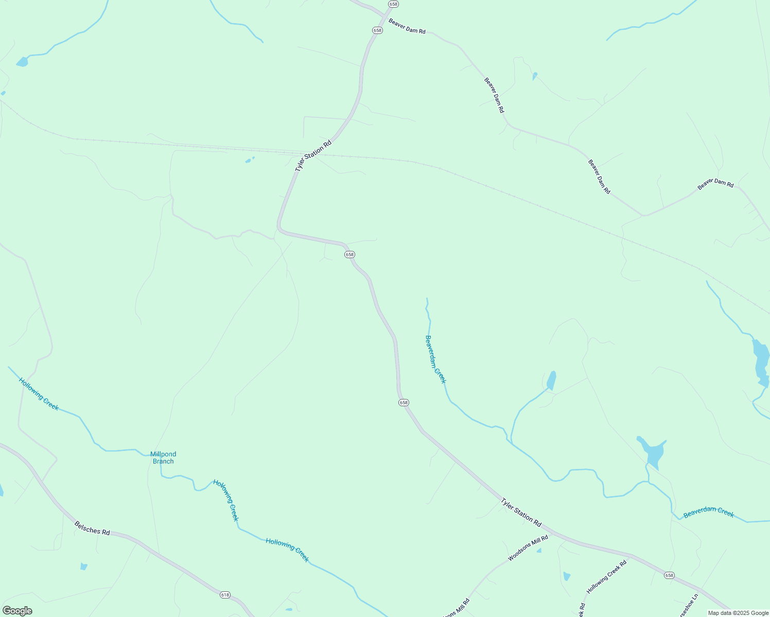 map of restaurants, bars, coffee shops, grocery stores, and more near 17402 Tyler Station Road in Beaverdam