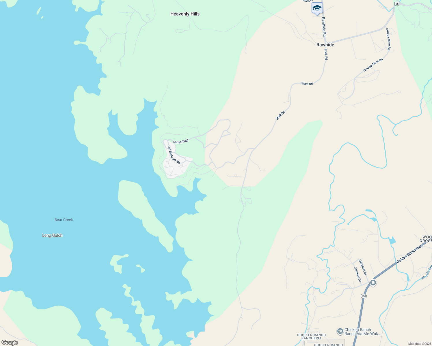 map of restaurants, bars, coffee shops, grocery stores, and more near 8401 Old Melones Road in Jamestown