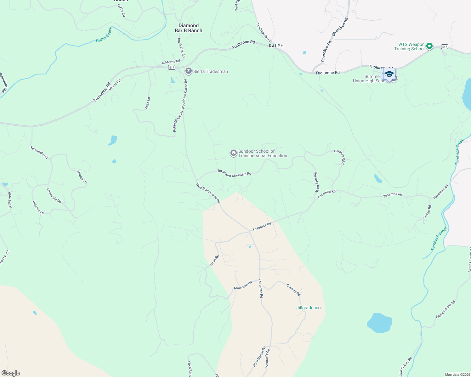 map of restaurants, bars, coffee shops, grocery stores, and more near 18060 Rob-Ric Road in Sonora