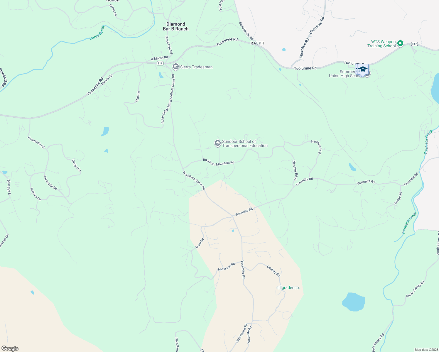 map of restaurants, bars, coffee shops, grocery stores, and more near 18060 Rob-Ric Road in Sonora