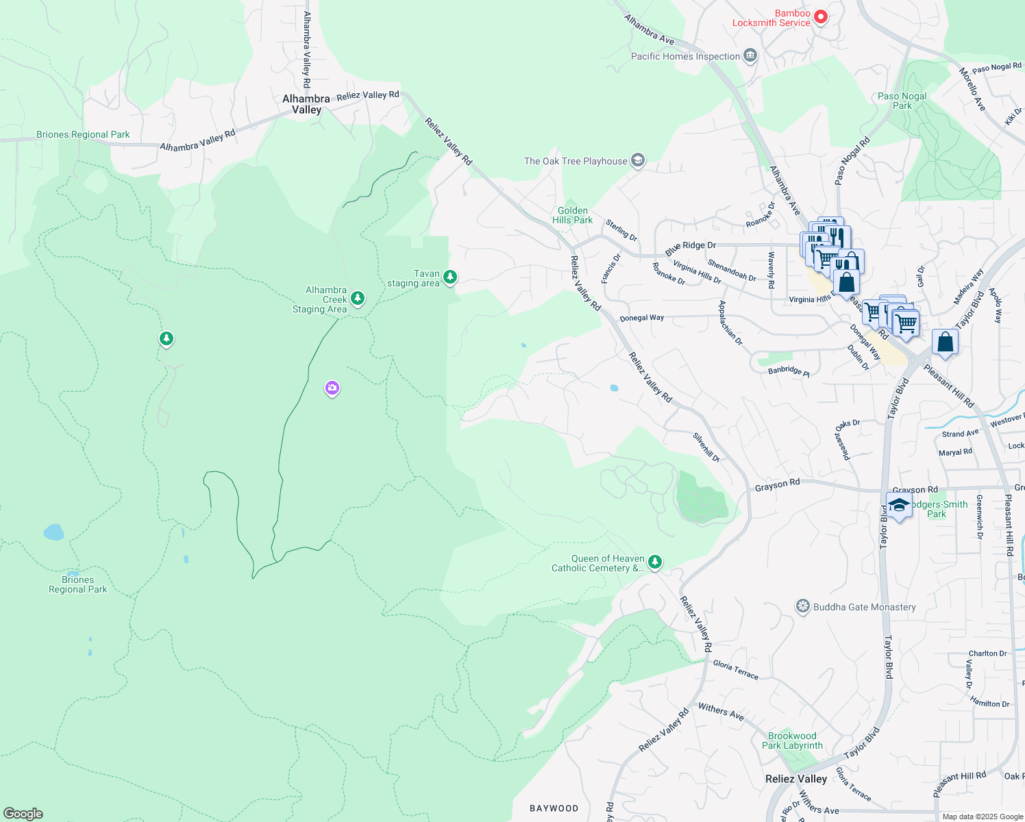 map of restaurants, bars, coffee shops, grocery stores, and more near 1169 Sunrise Ridge Drive in Lafayette