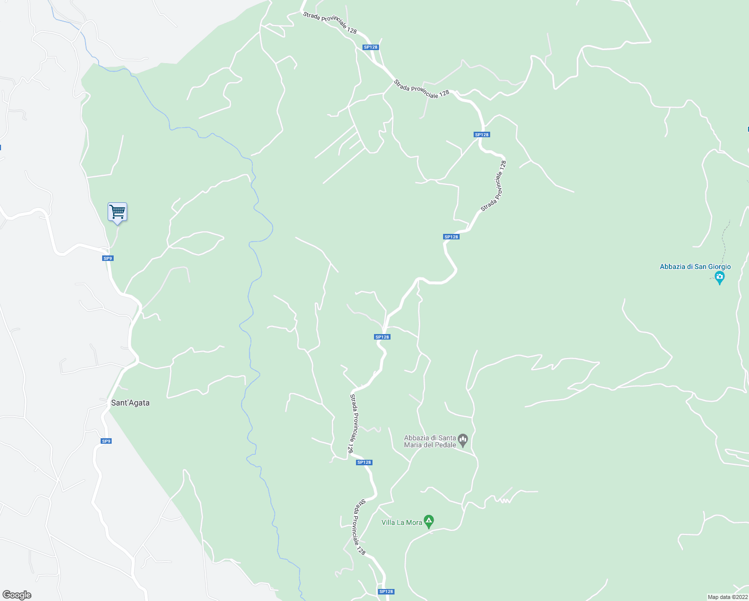 map of restaurants, bars, coffee shops, grocery stores, and more near 6 Strada Provinciale 128 in Provincia di Palermo