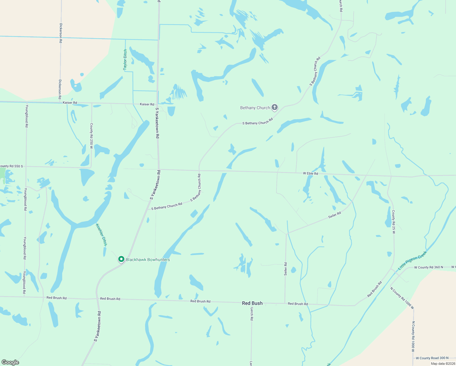 map of restaurants, bars, coffee shops, grocery stores, and more near 1433 West Eble Road in Boonville