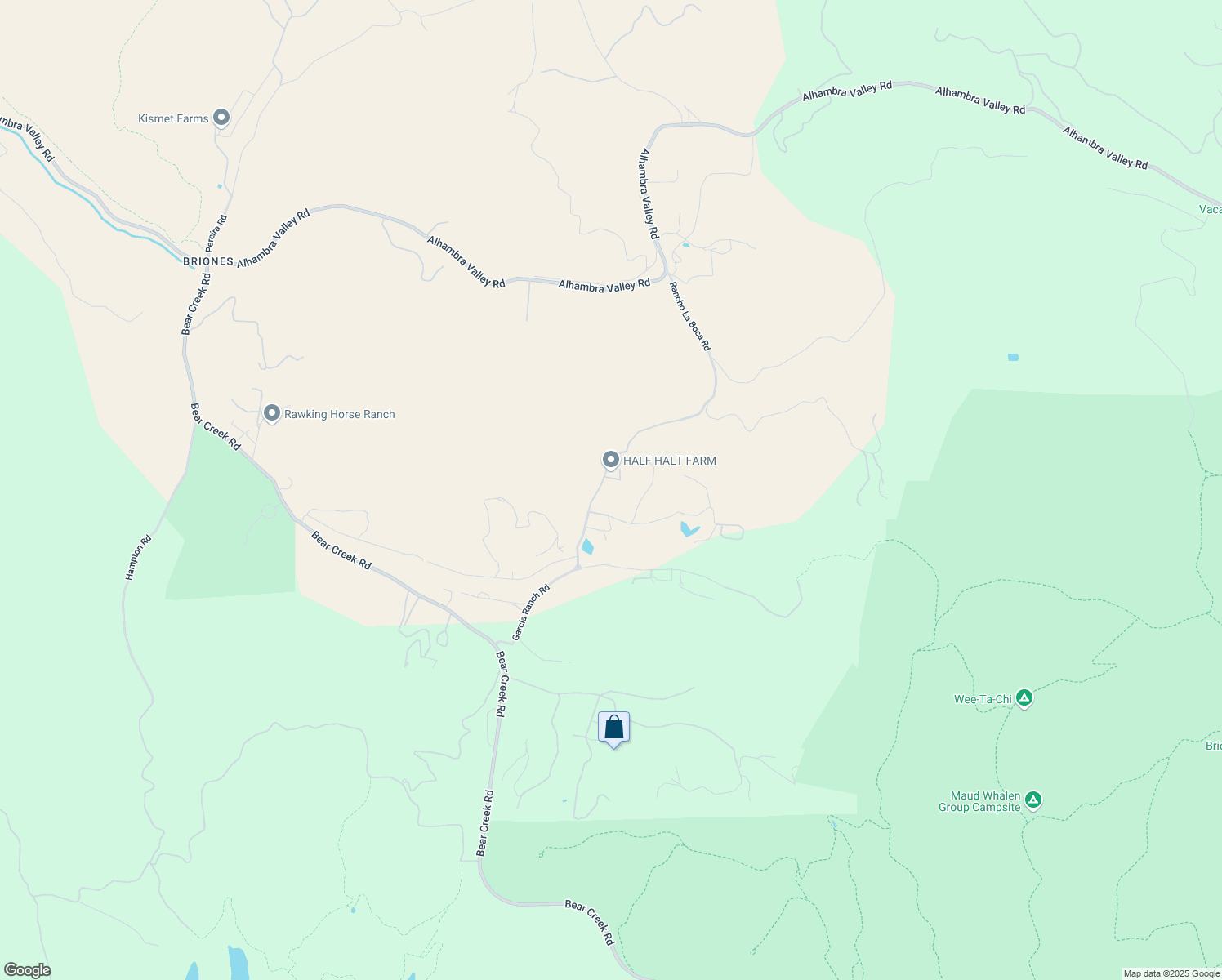 map of restaurants, bars, coffee shops, grocery stores, and more near 2251 Rancho Del Lago Road in Martinez