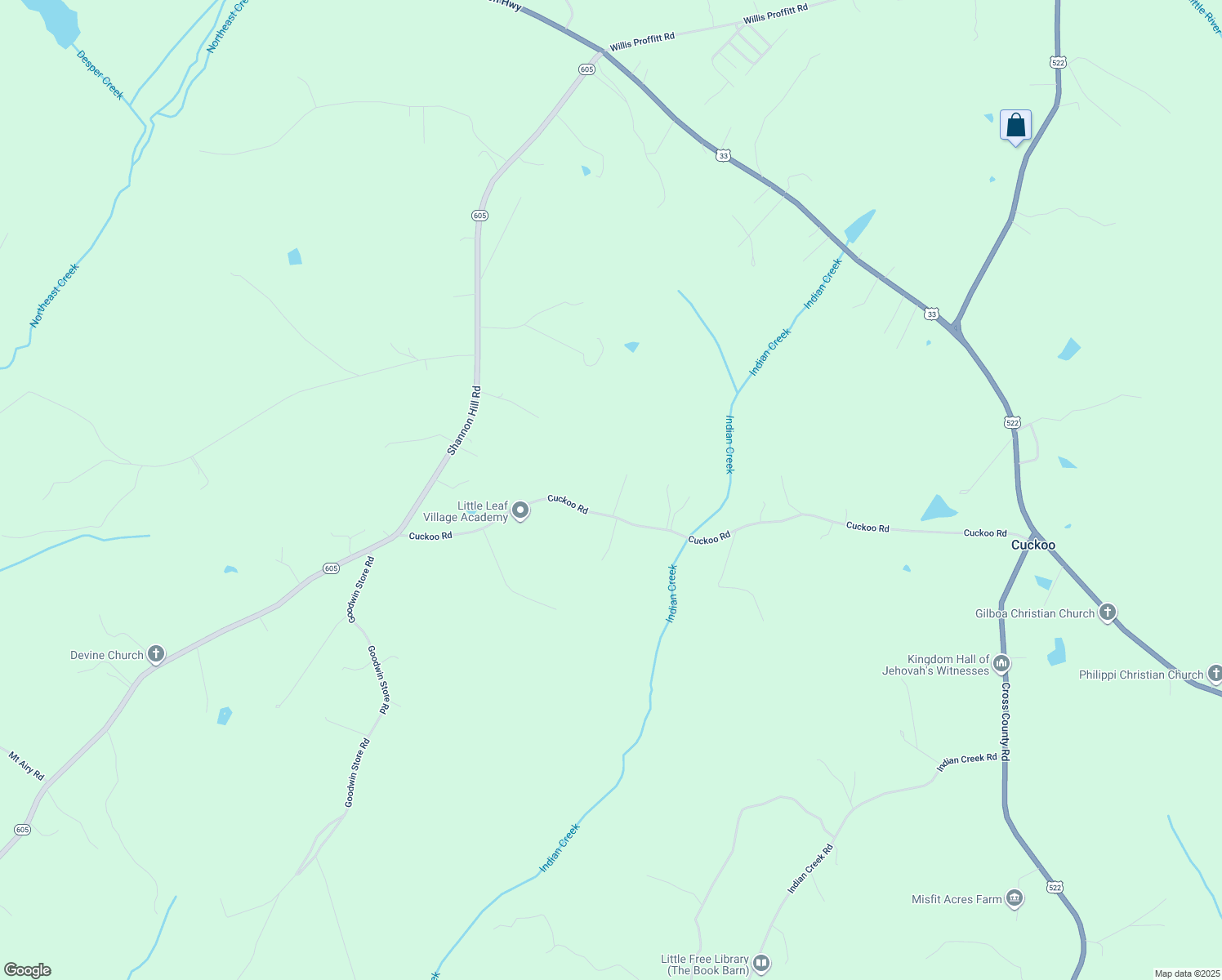 map of restaurants, bars, coffee shops, grocery stores, and more near 691 Cuckoo Rd in Louisa