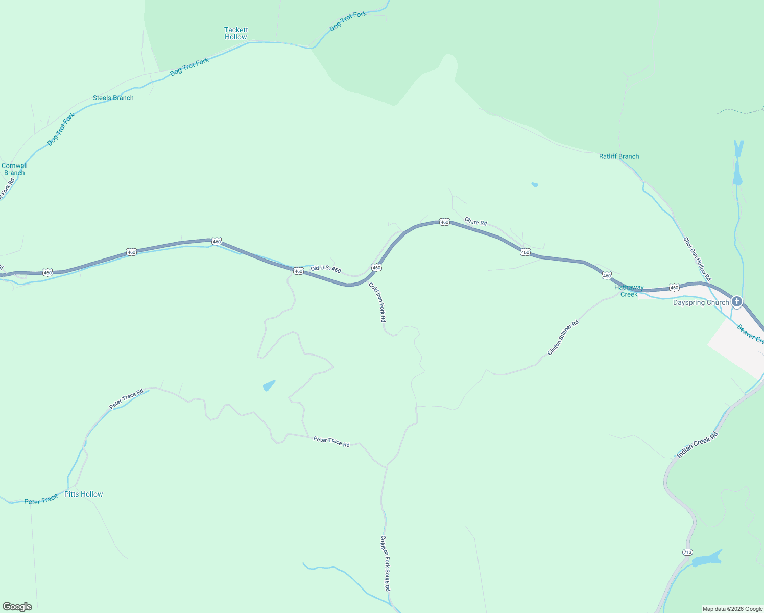 map of restaurants, bars, coffee shops, grocery stores, and more near Cold Iron Fork Road in Frenchburg