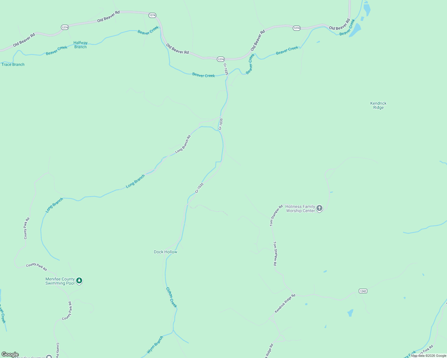 map of restaurants, bars, coffee shops, grocery stores, and more near 582 Cr-1035 in Frenchburg