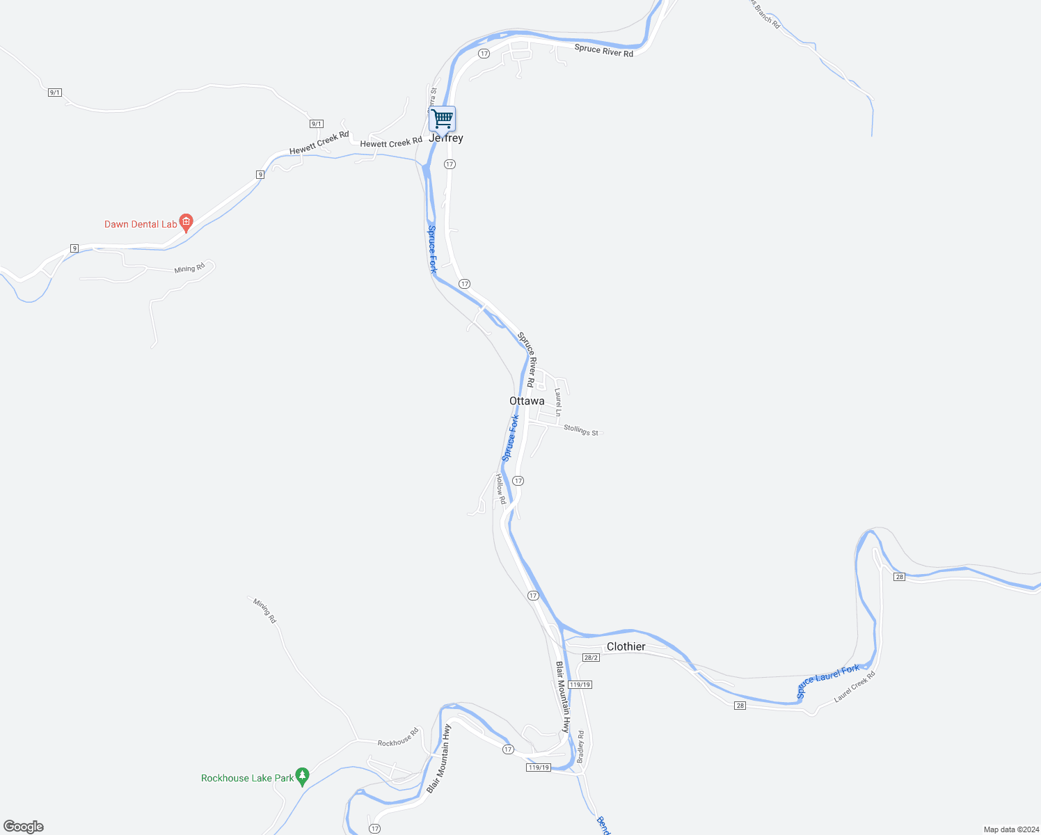 map of restaurants, bars, coffee shops, grocery stores, and more near 23541 Spruce River Road in Ottawa