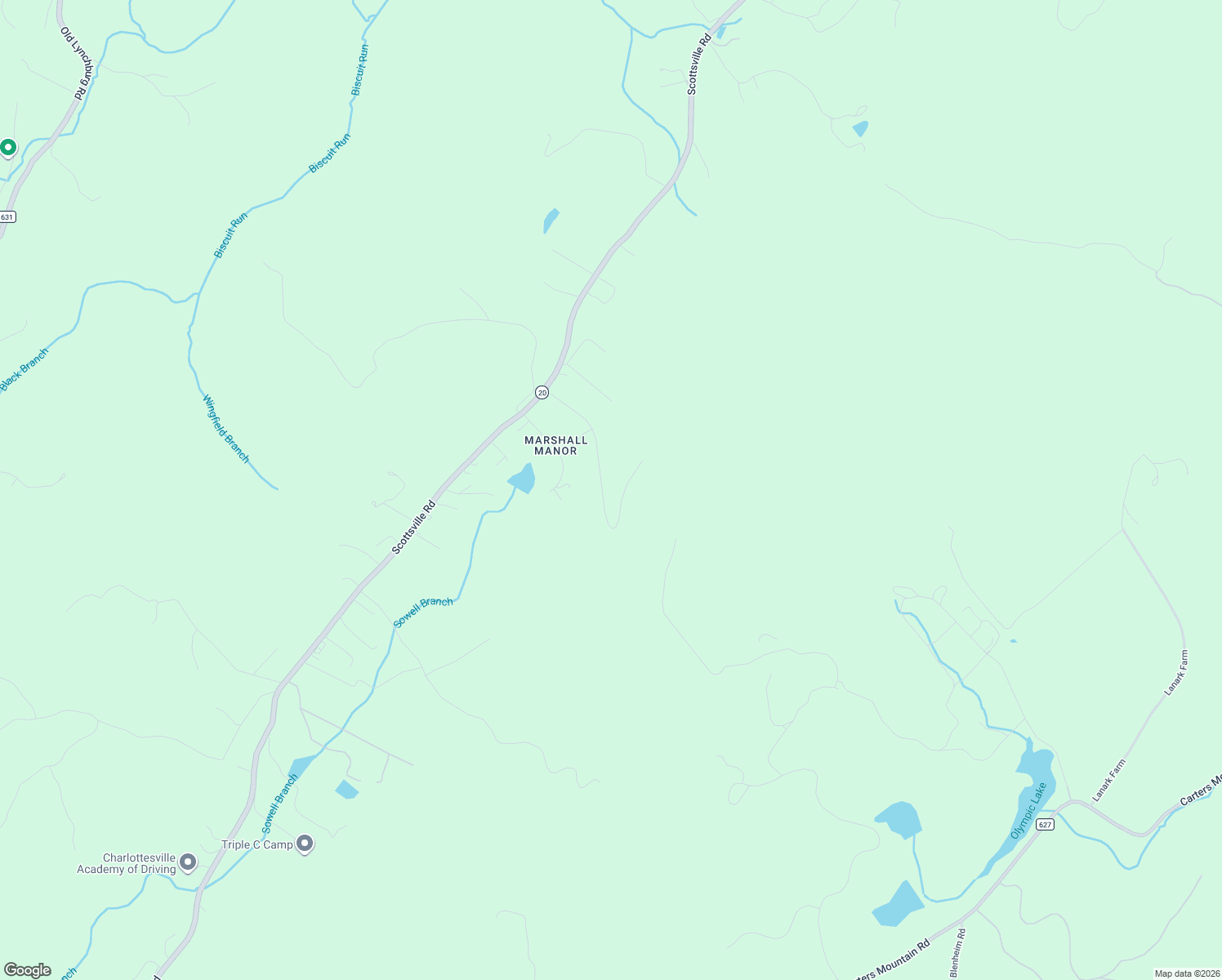 map of restaurants, bars, coffee shops, grocery stores, and more near 460 David Road in Charlottesville