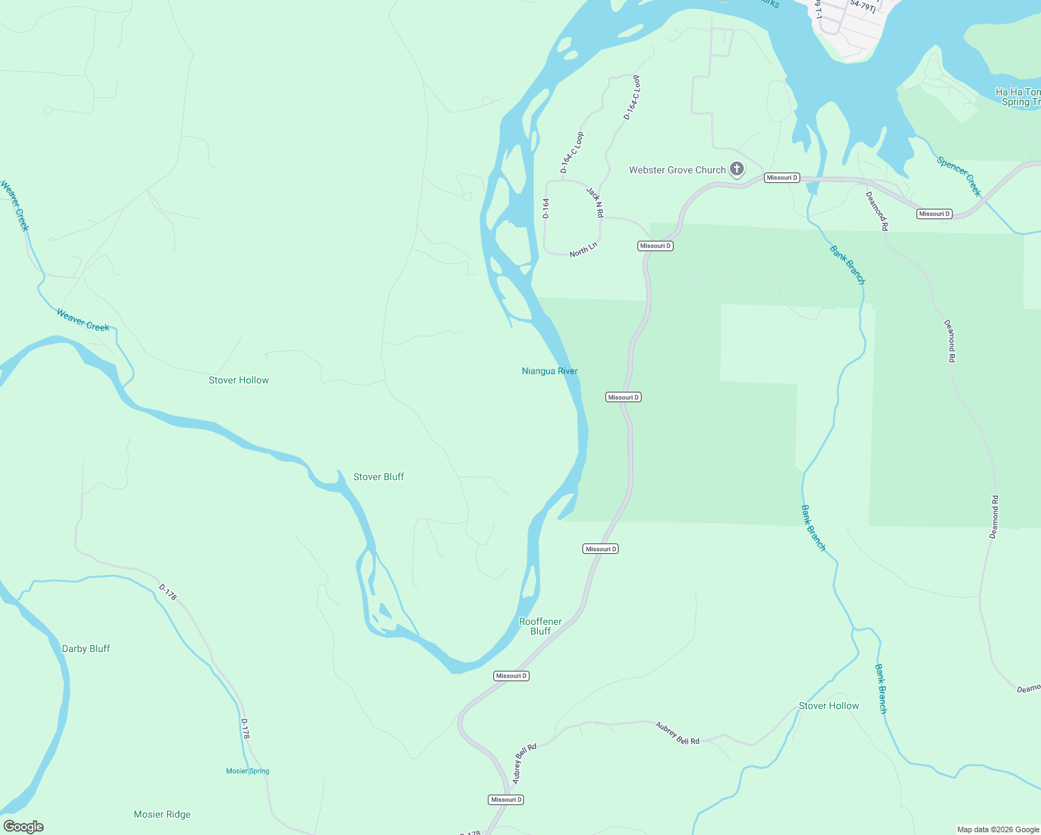 map of restaurants, bars, coffee shops, grocery stores, and more near Wagon Trail Drive in Camdenton