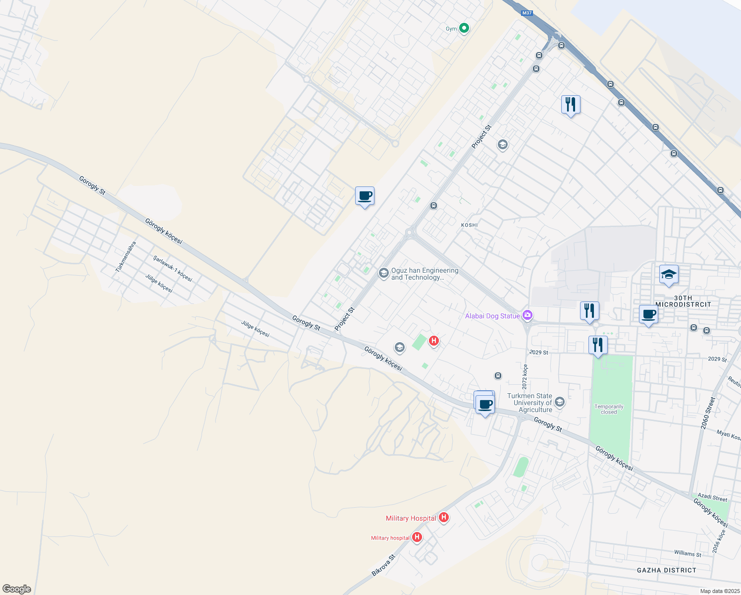 map of restaurants, bars, coffee shops, grocery stores, and more near in Ashgabat