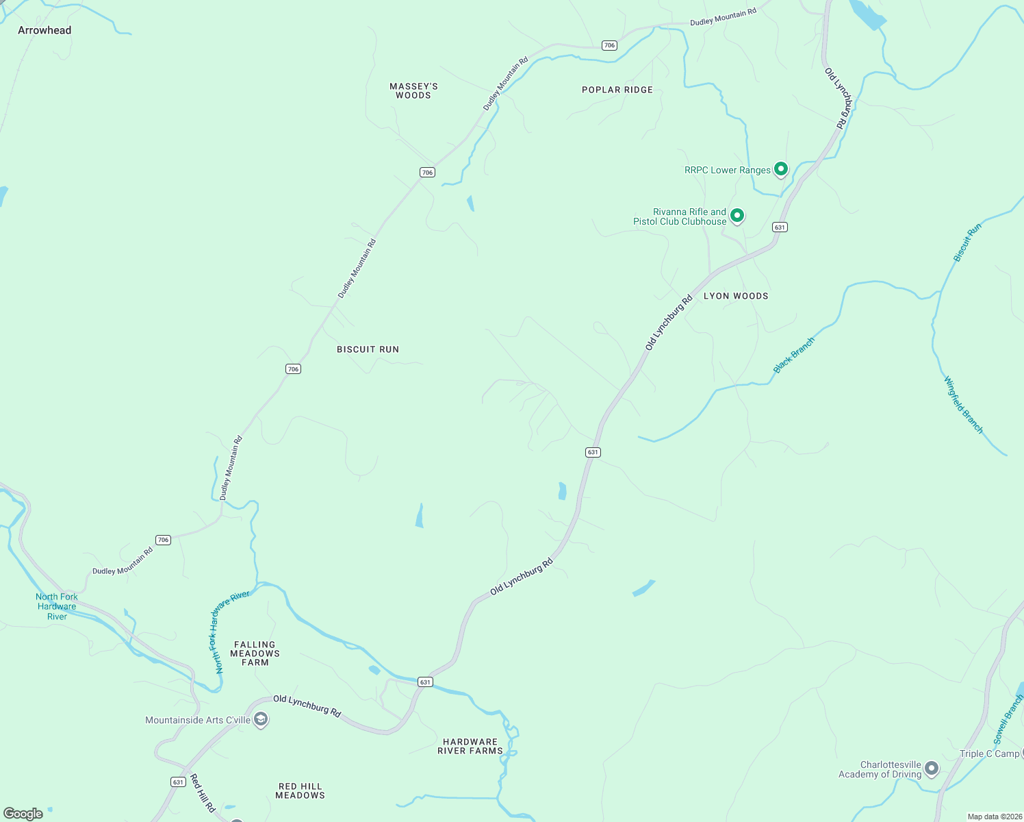 map of restaurants, bars, coffee shops, grocery stores, and more near 1936 Hunt Lane in Charlottesville