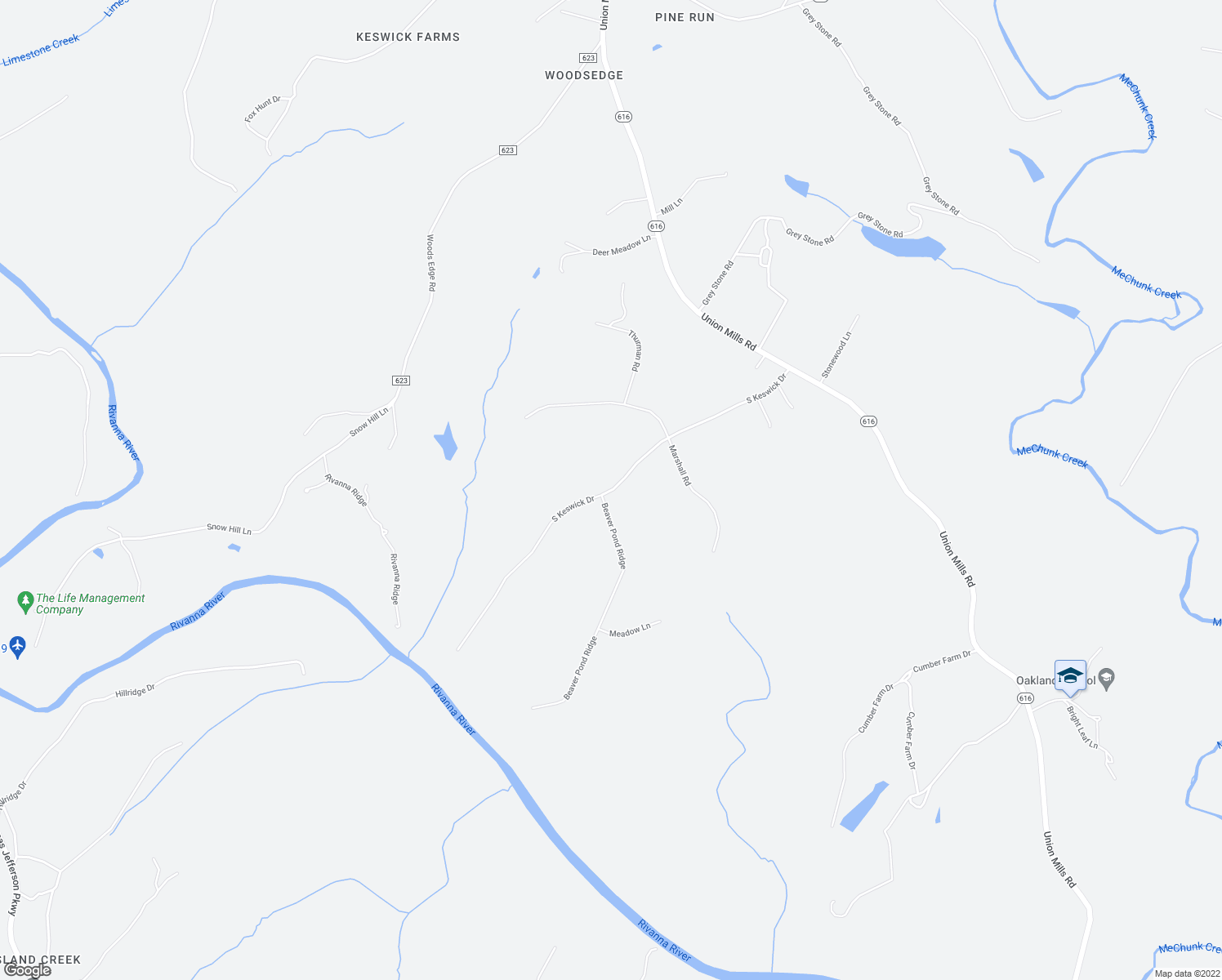 map of restaurants, bars, coffee shops, grocery stores, and more near South Keswick Drive in Troy