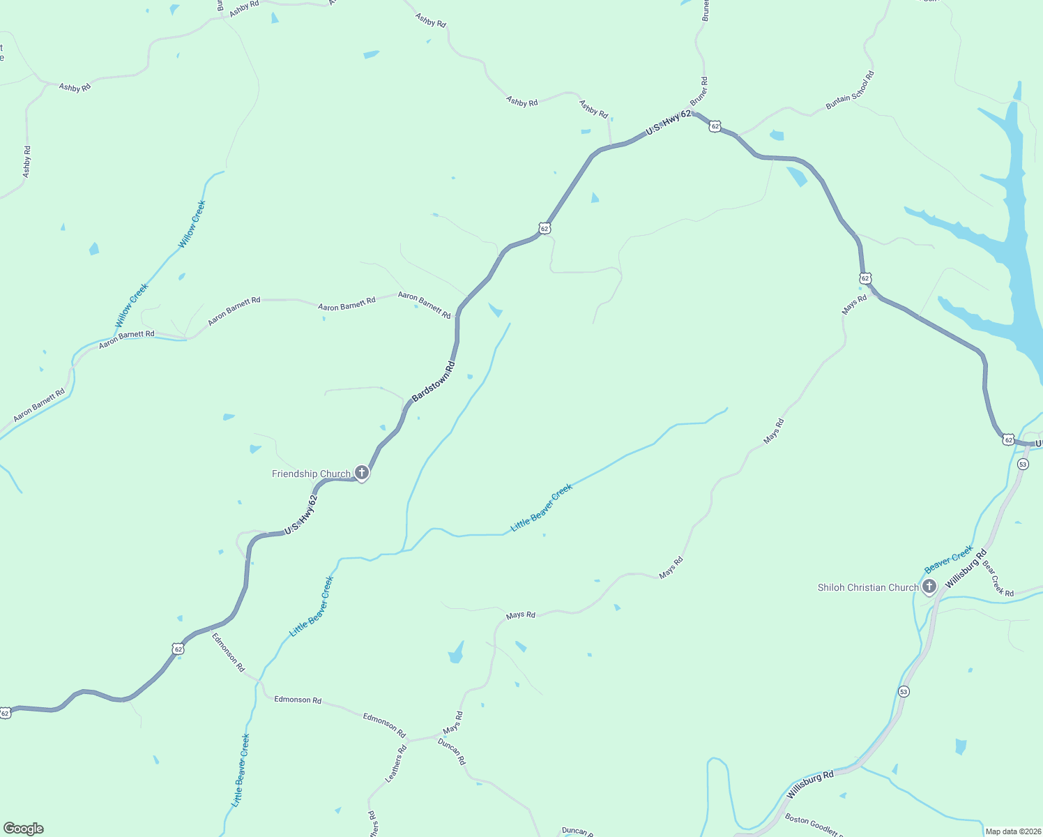 map of restaurants, bars, coffee shops, grocery stores, and more near 3591 Bardstown Road in Lawrenceburg
