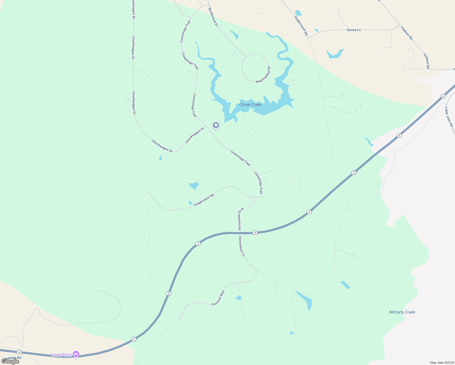 map of restaurants, bars, coffee shops, grocery stores, and more near 2599 Stagecoach Road in Copperopolis