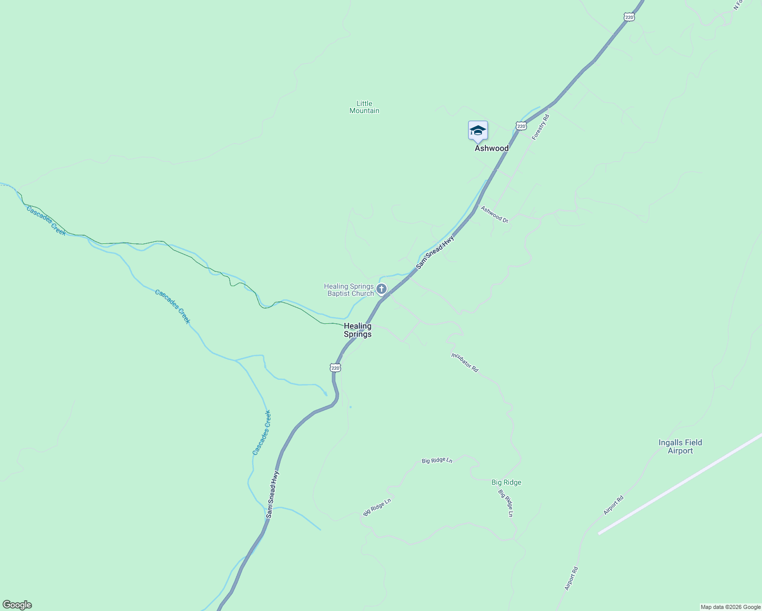 map of restaurants, bars, coffee shops, grocery stores, and more near 4658 Sam Snead Highway in Hot Springs
