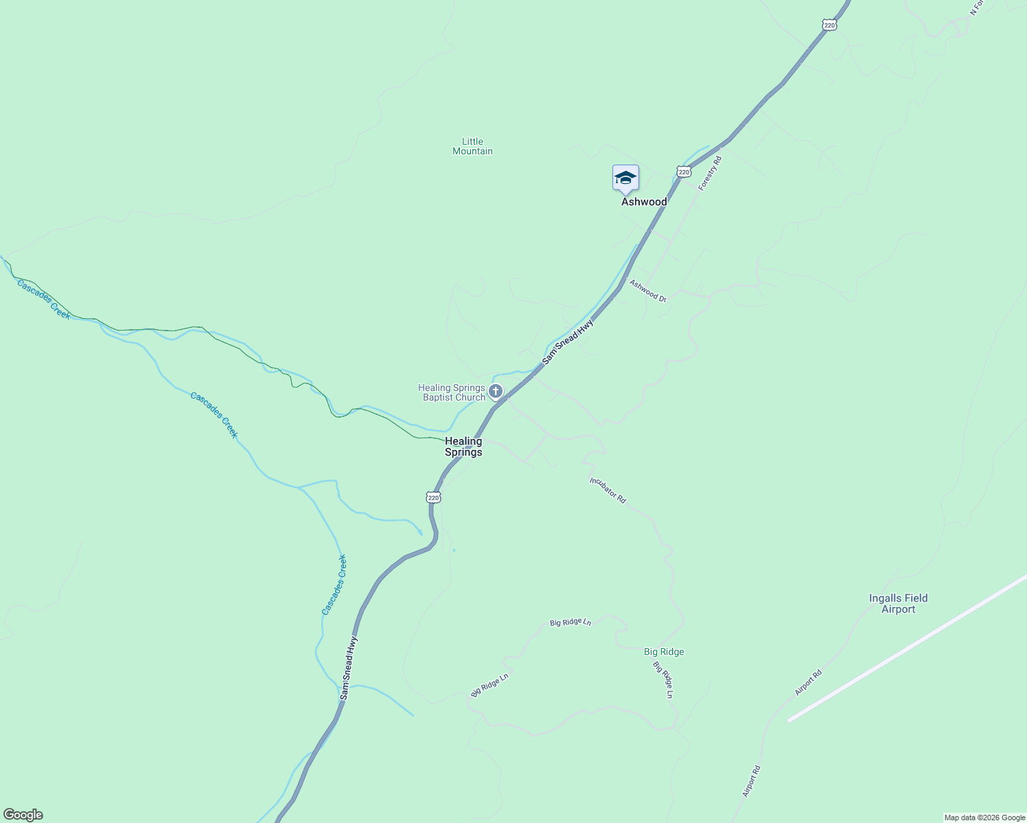 map of restaurants, bars, coffee shops, grocery stores, and more near 4658 Sam Snead Highway in Hot Springs