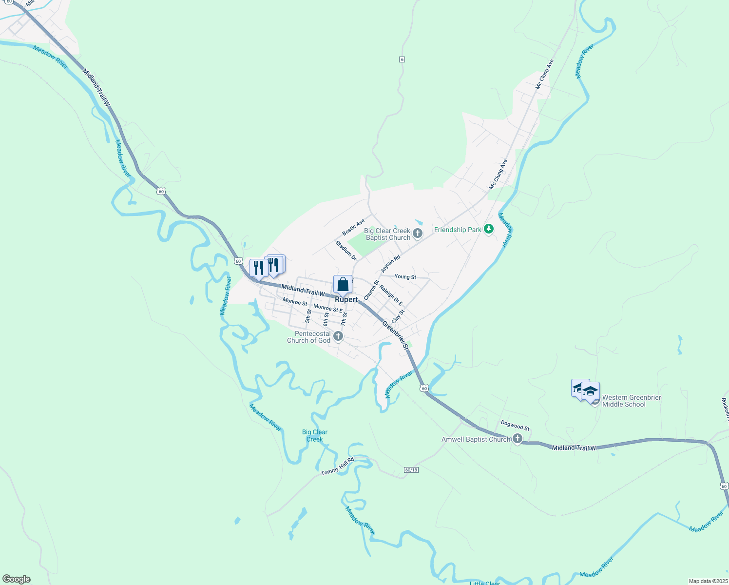 map of restaurants, bars, coffee shops, grocery stores, and more near 149 Anjean Rd in Rupert