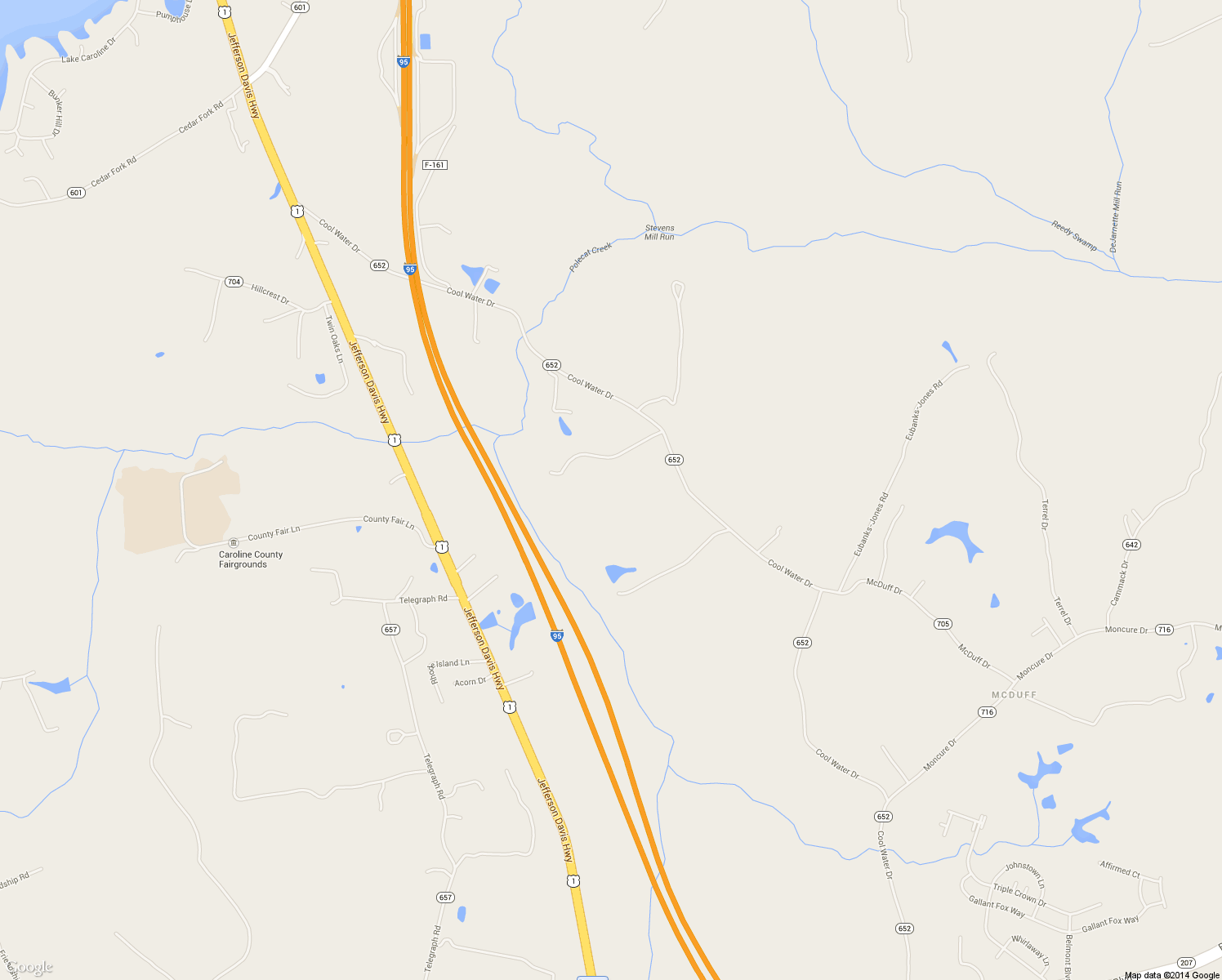 map of restaurants, bars, coffee shops, grocery stores, and more near 21764 Cool Water Drive in Ruther Glen