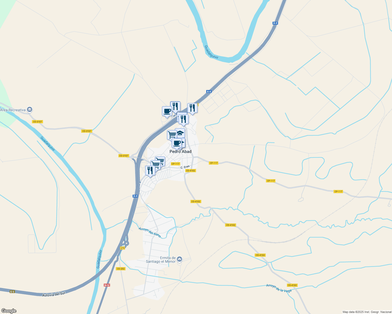 map of restaurants, bars, coffee shops, grocery stores, and more near 28 CP-117 in Pedro Abad