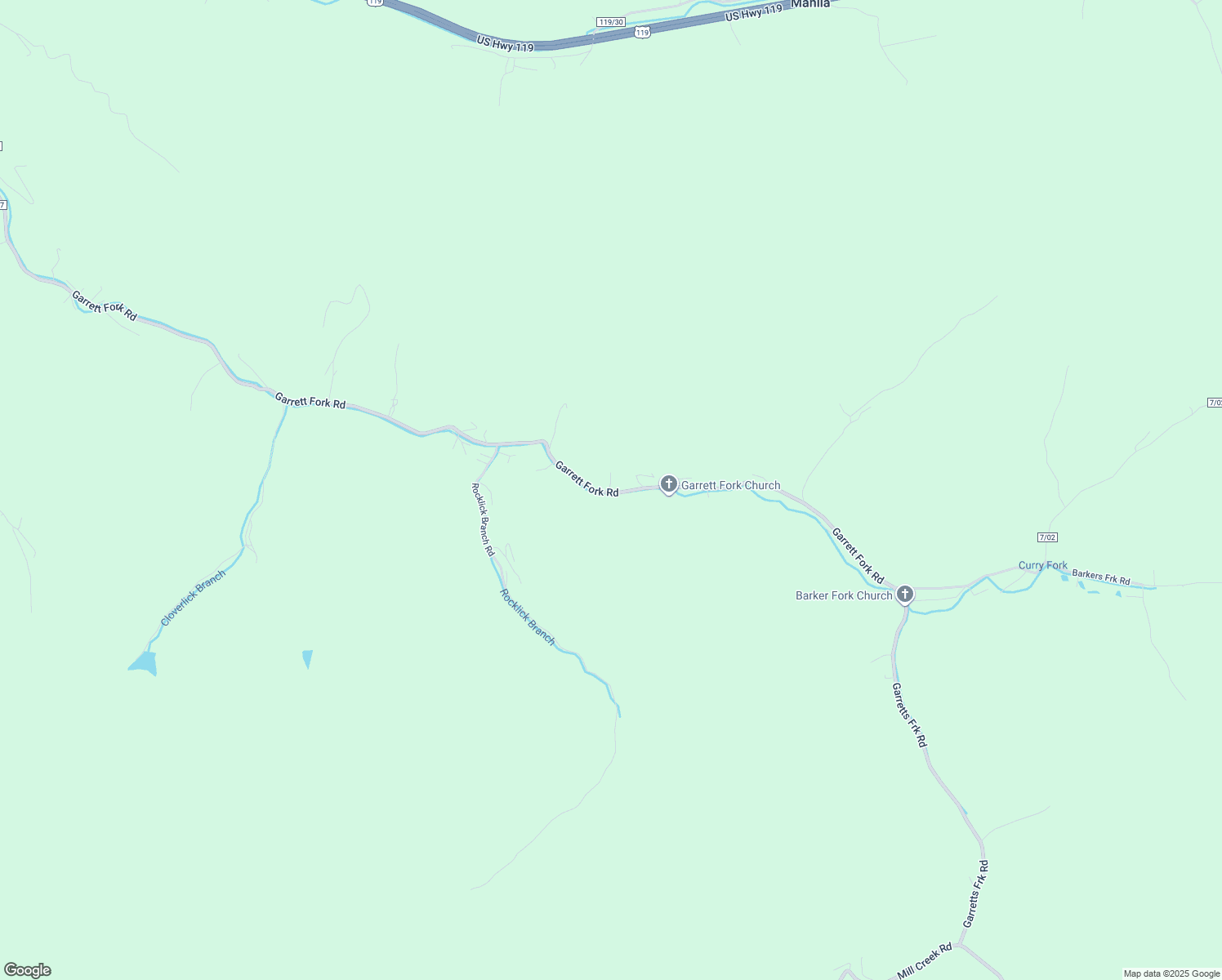 map of restaurants, bars, coffee shops, grocery stores, and more near 2605 Garrett Fork Road in Chapmanville