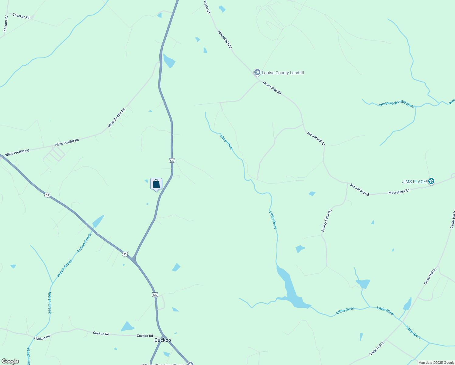 map of restaurants, bars, coffee shops, grocery stores, and more near 394 Ebenezer Road in Mineral