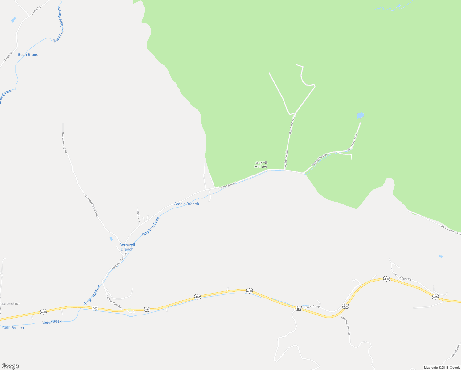 map of restaurants, bars, coffee shops, grocery stores, and more near Dog Trot Fork Road in Frenchburg