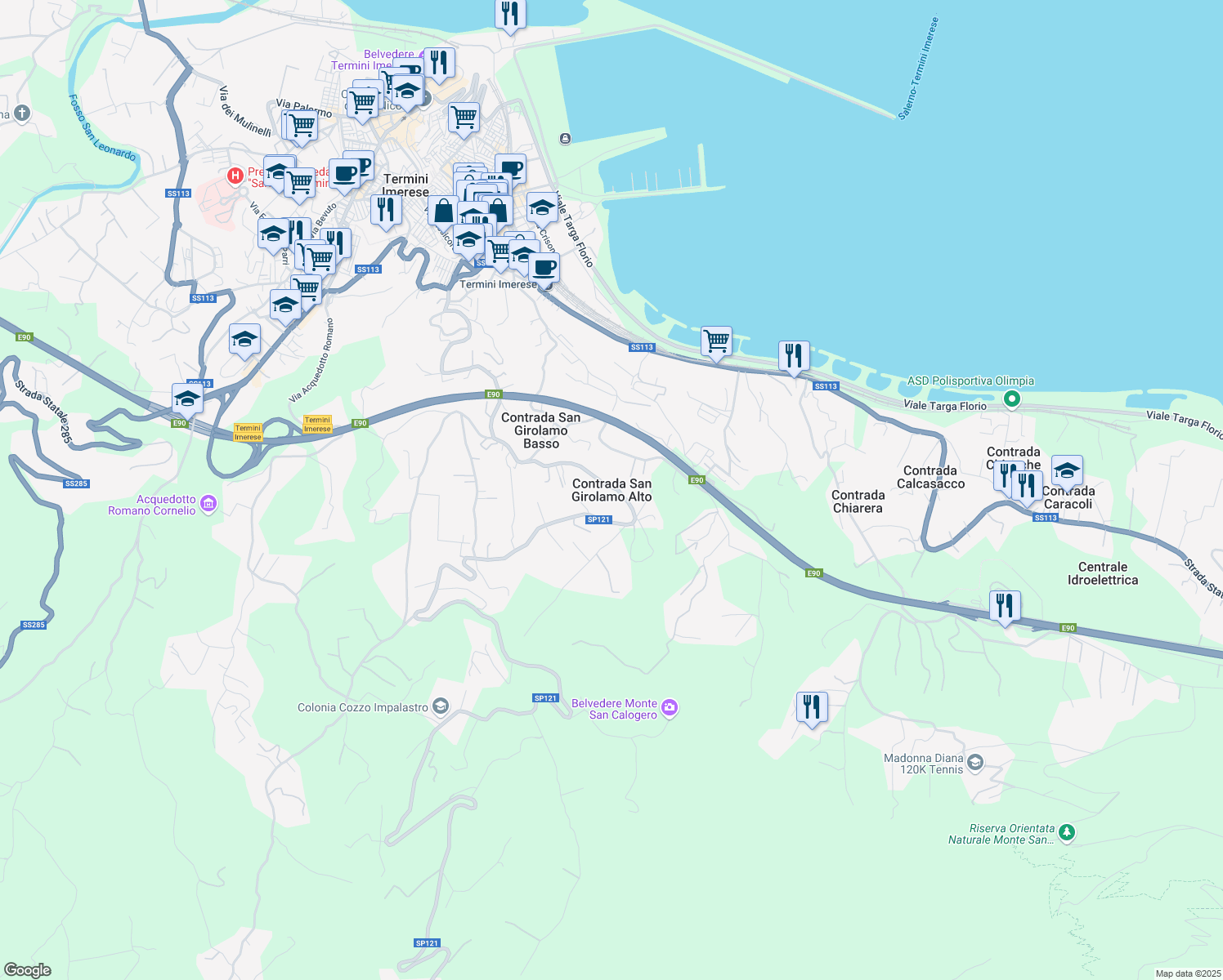 map of restaurants, bars, coffee shops, grocery stores, and more near in Contrada San Girolamo Alto
