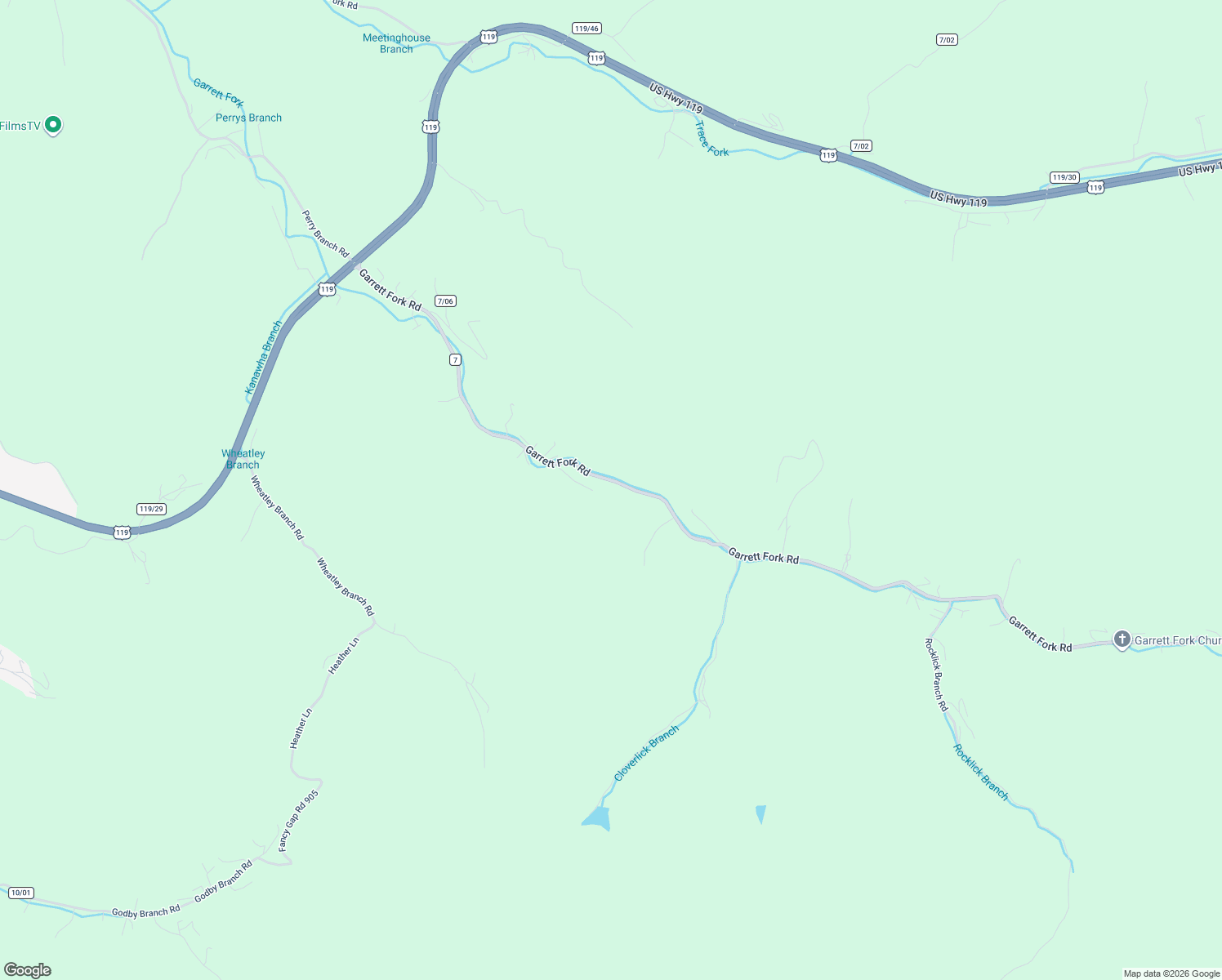 map of restaurants, bars, coffee shops, grocery stores, and more near 1142 Garretts Fork Road in Chapmanville