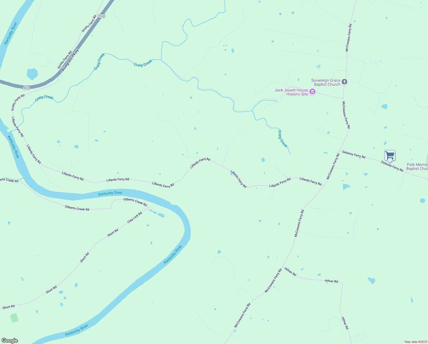 map of restaurants, bars, coffee shops, grocery stores, and more near 955 Lillards Ferry Road in Versailles