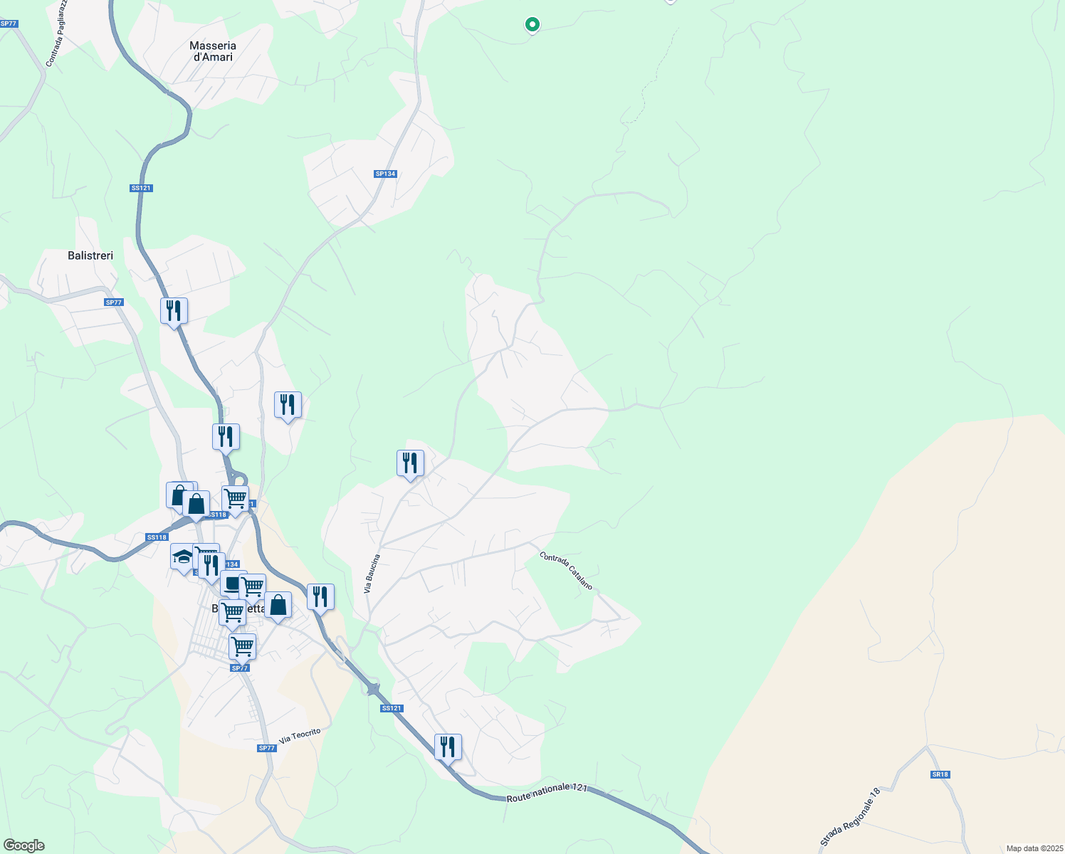 map of restaurants, bars, coffee shops, grocery stores, and more near 24 Strada Vicinale N. 5 Liberto in Città metropolitana di Palermo