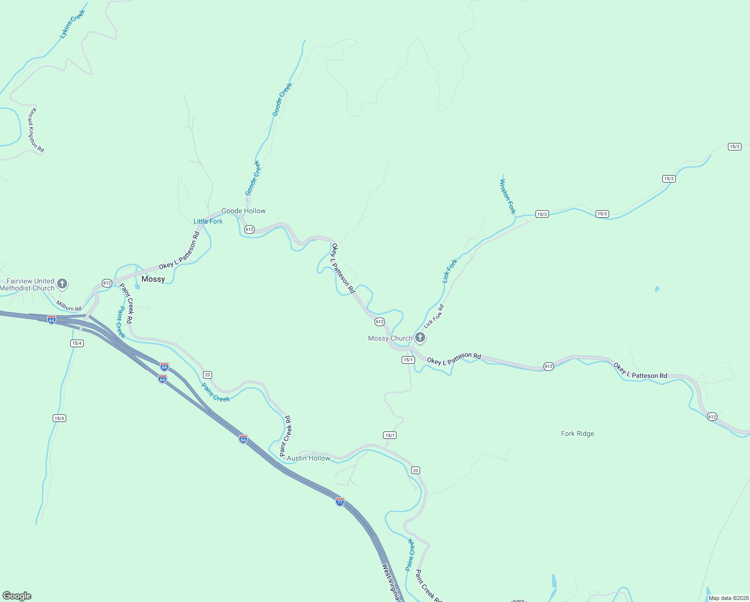 map of restaurants, bars, coffee shops, grocery stores, and more near 1844 West Virginia 612 in Scarbro