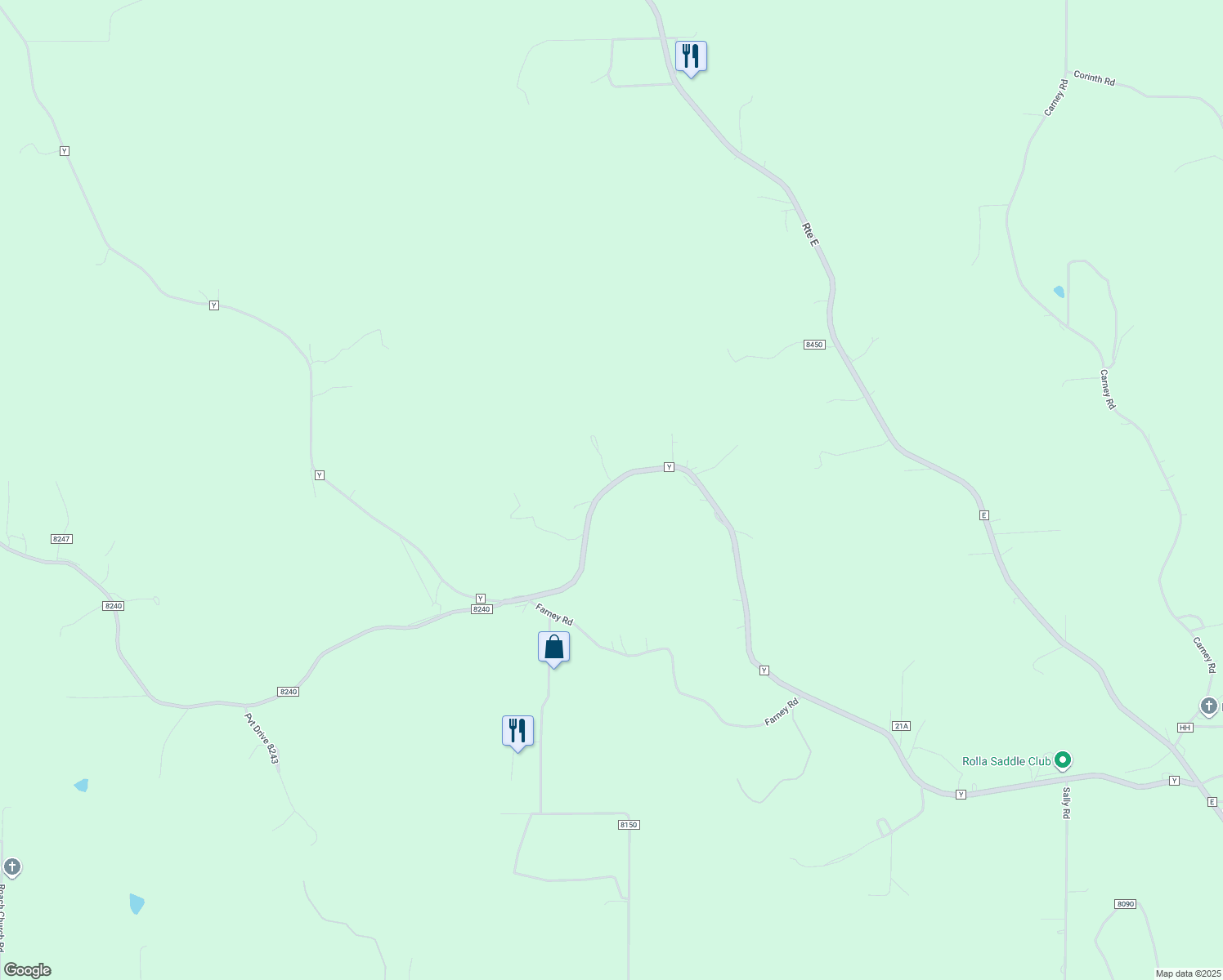 map of restaurants, bars, coffee shops, grocery stores, and more near 14220 State Route F in Rolla