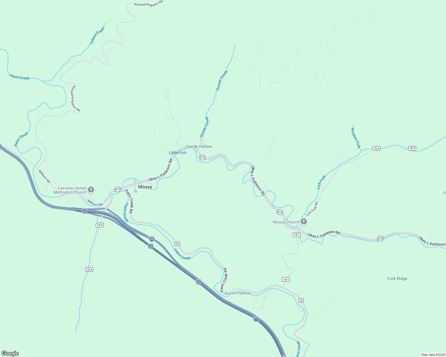 map of restaurants, bars, coffee shops, grocery stores, and more near 1192 Okey L.Patteson Road in Scarbro